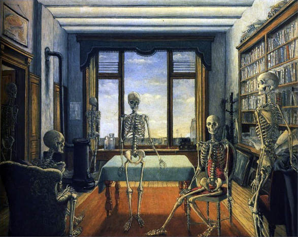 Siempreesperantes del Departamento de Historia Contemporánea de la Universidad de Açäwsthew en una imagen tomada en la secretaría del departamento por Paul Delvaux